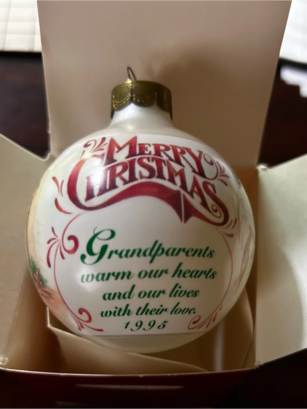 Hallmark Keepsake Ornament Grandparents 1995 Red and White